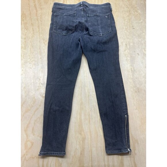 Rag & Bone Cate Mid Rise Ankle Skinny Faded Black Zip Calf Sz 31 - Picture 6 of 8